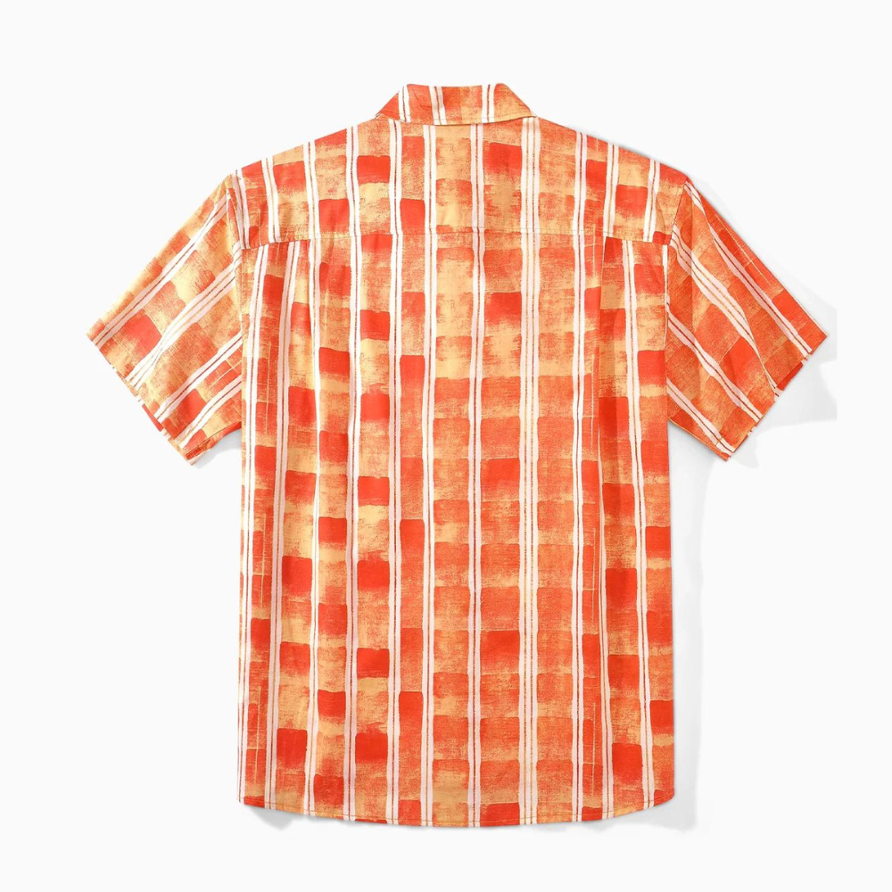 White Striped Lines Summer Fire Orange - Hawaiian Shirt