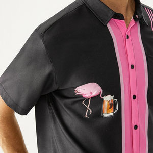 Flamingo Drinks Beer Pink Black - Hawaiian Shirt