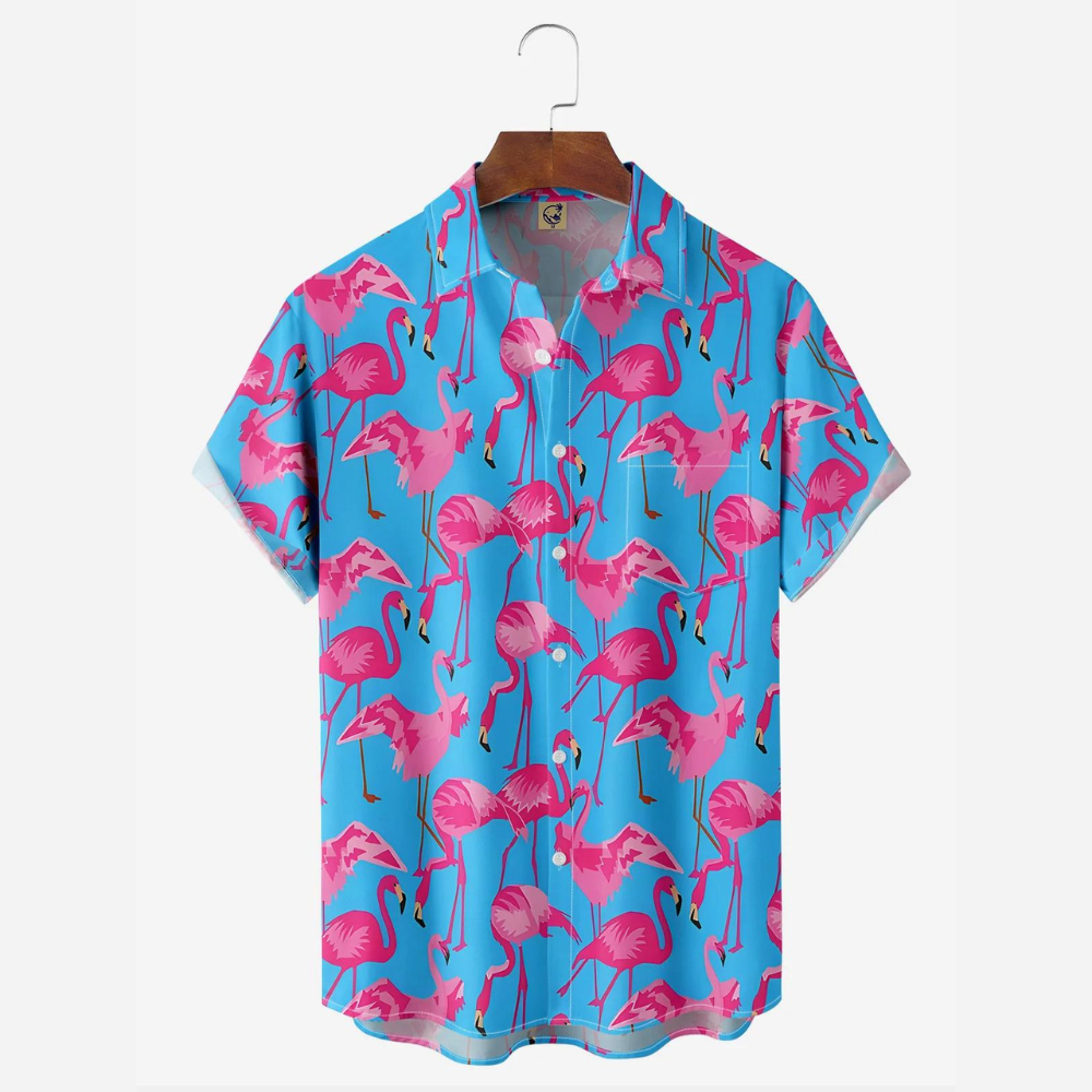 Tropical Animal Flamingo Color Contrast - Hawaiian Shirt