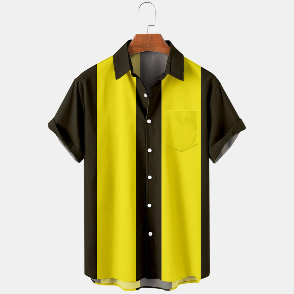 50s Bowling Style Yellow Black - Hawaiian Shirt