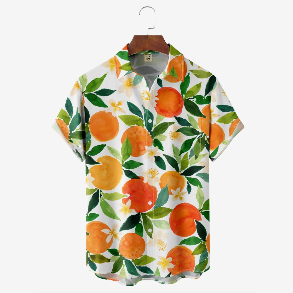 Tropical Fruit Orange Pattern - Hawaiian Shirt