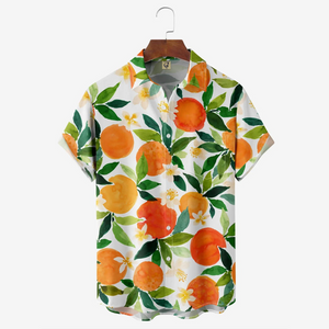 Tropical Fruit Orange Pattern - Hawaiian Shirt