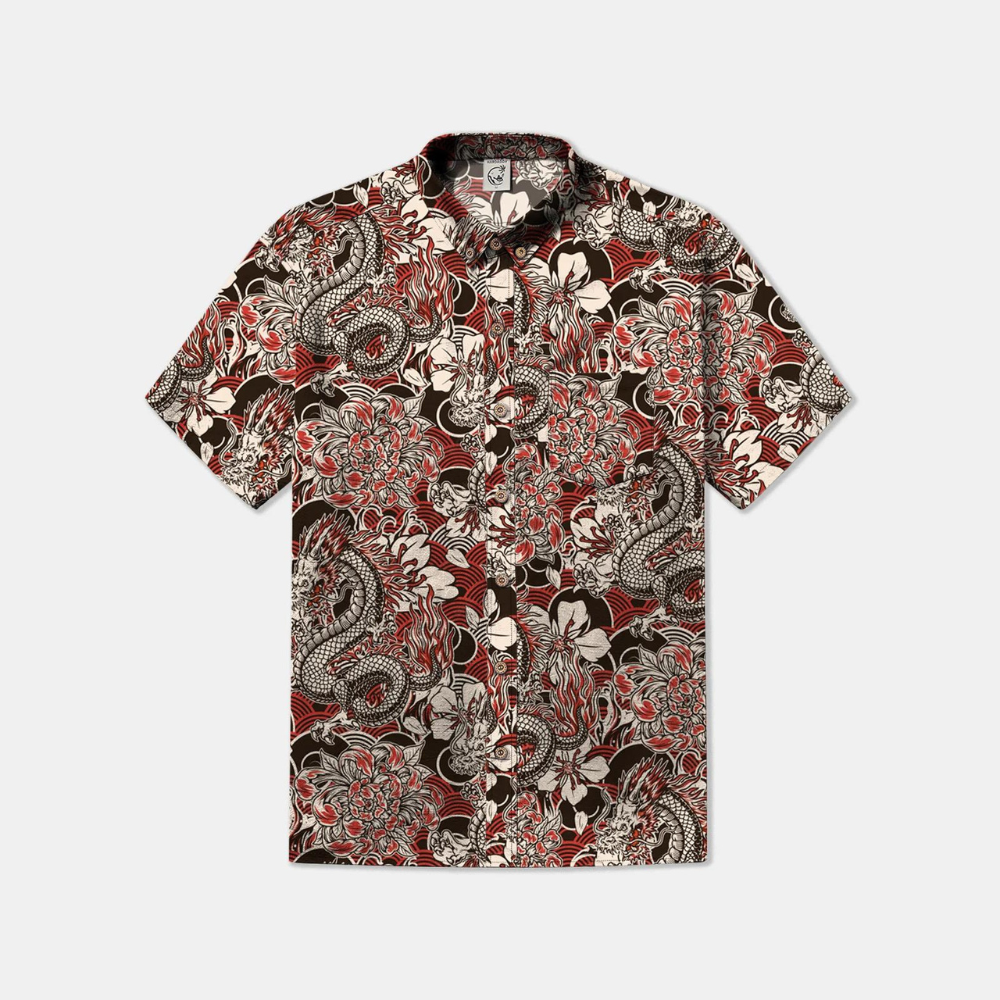 Vintage Ukiyoe Dragon Pattern - Hawaiian Shirt