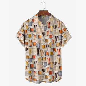 Beer And Beverage Pattern Khaki - Hawaiian Shirt