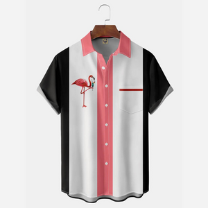 Flamingo Drinking Summer Cocktail - Hawaiian Shirt