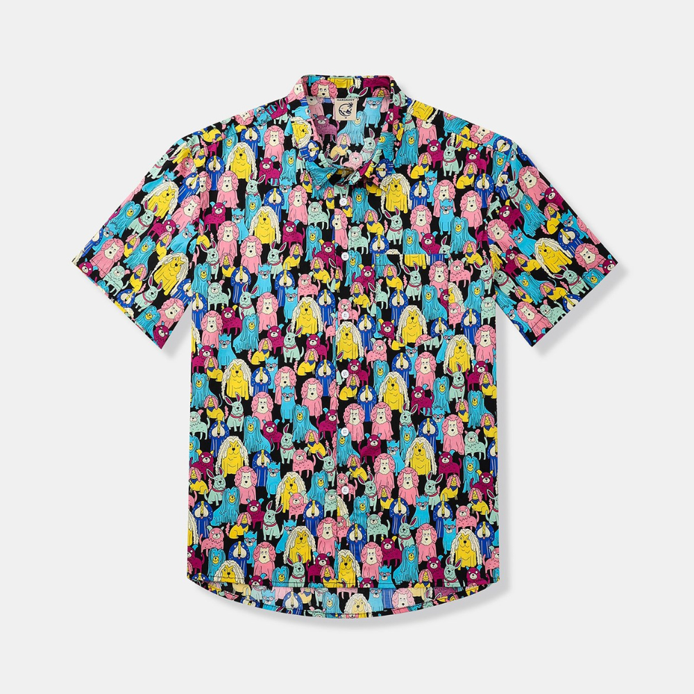 Cartoon Coloful Funny Dog Pattern - Hawaiian Shirt