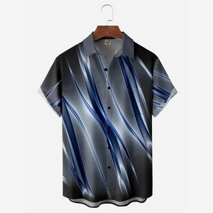 Blue Light Striped Gradient Pattern  - Hawaiian Shirt