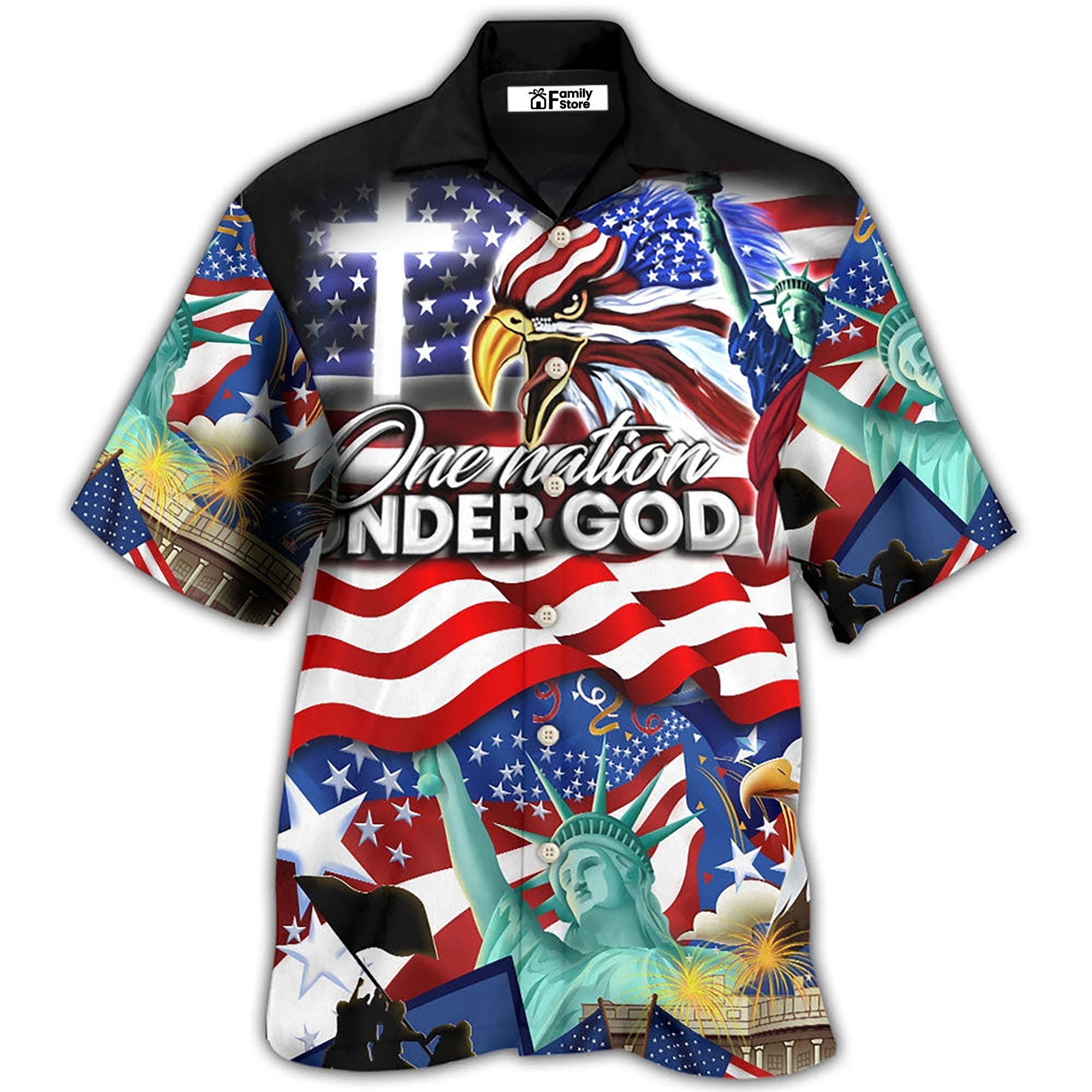 America Independence Day US One Nation Under God - Hawaiian Shirt