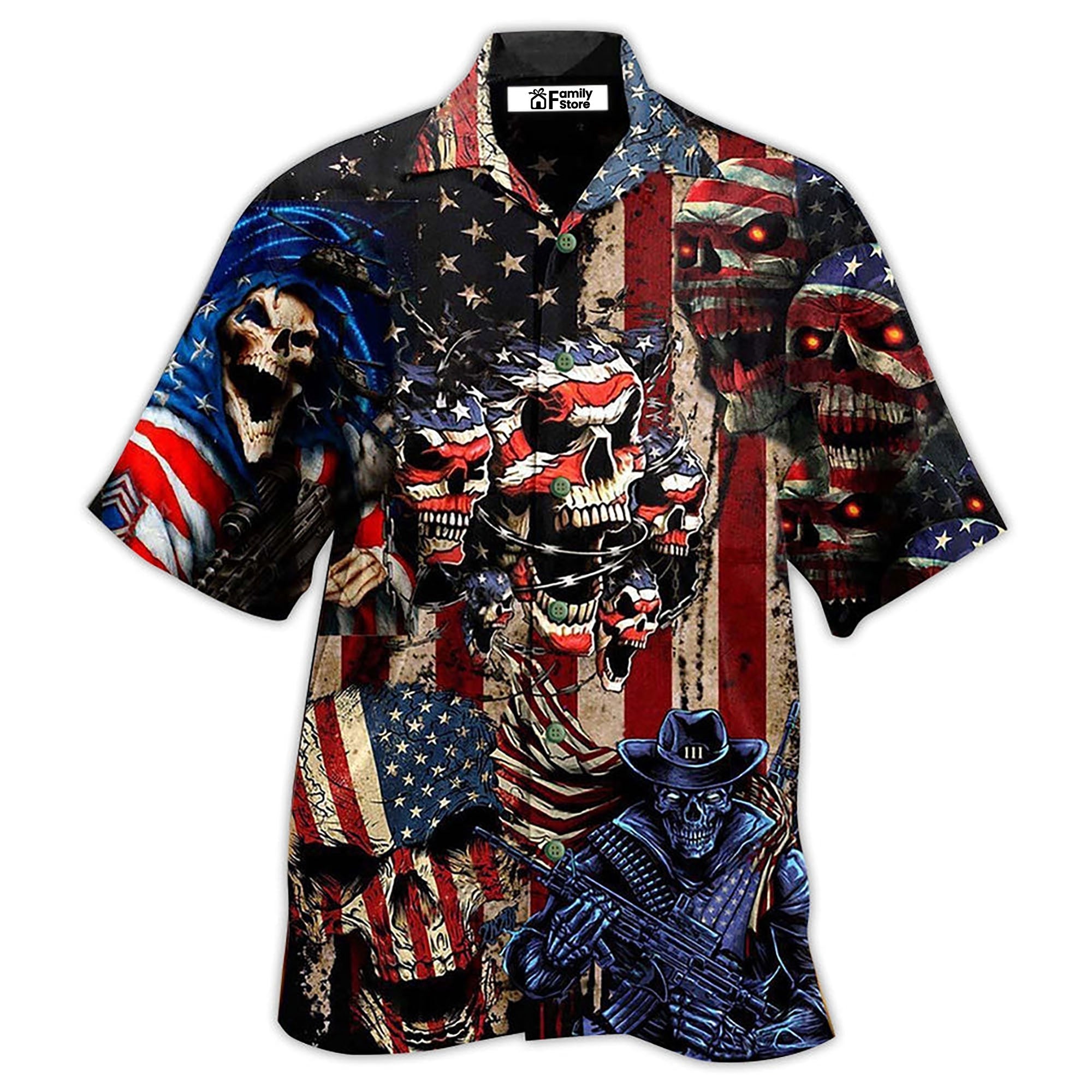 Independence Day America Skull Pride - Hawaiian Shirt