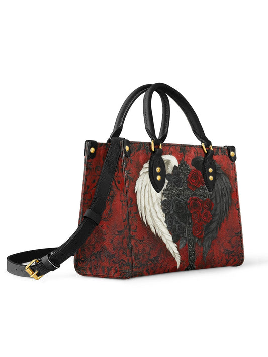 Angel_DemonWingswithCrossGothicRosesStyle PersonalizedLeatherHandbag_2