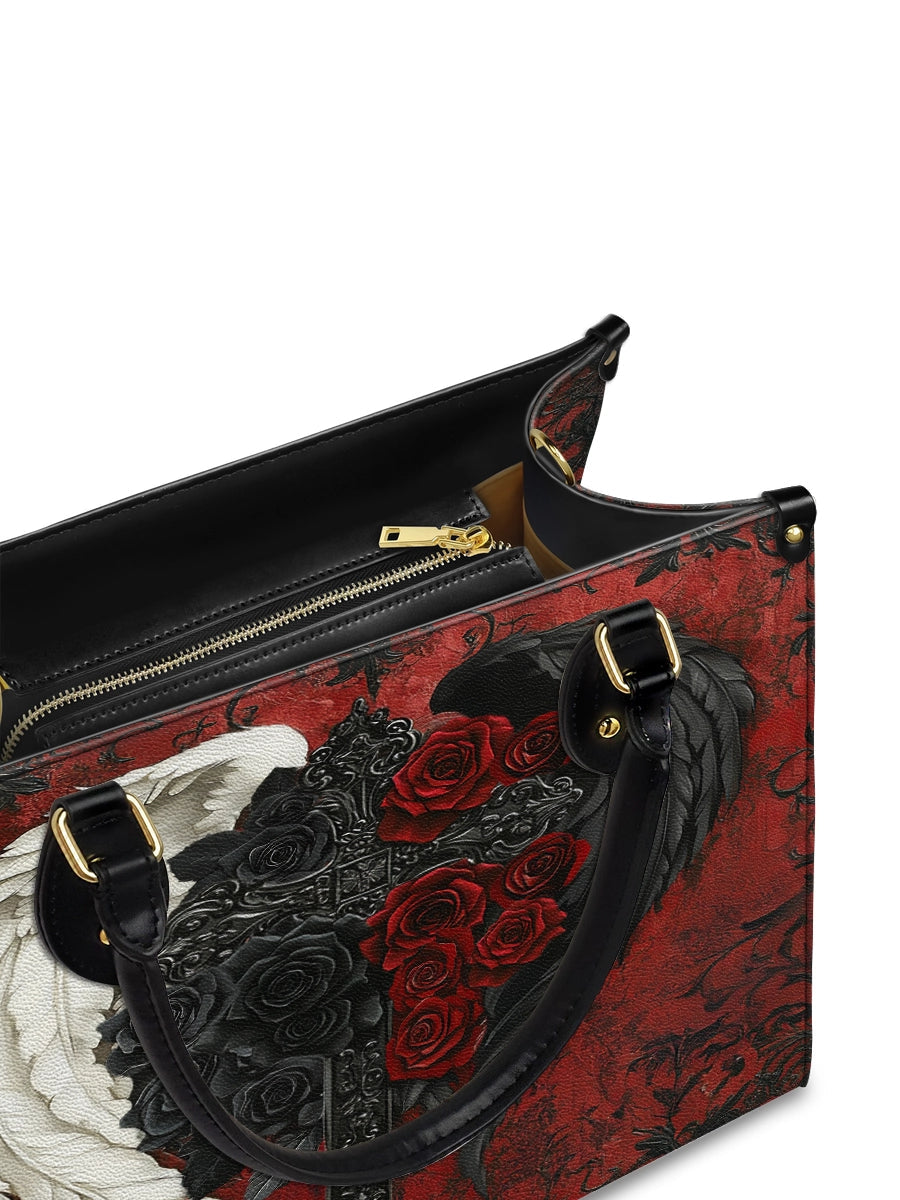 Angel_DemonWingswithCrossGothicRosesStyle PersonalizedLeatherHandbag_3