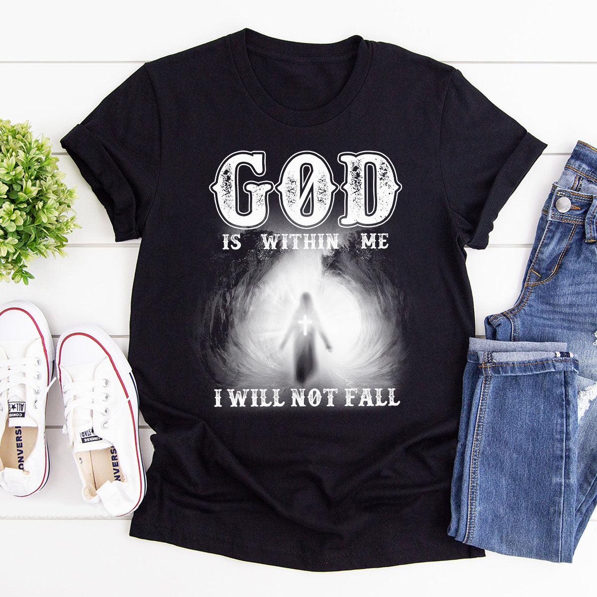 God Is Within Me, I Will Not Fall - Christian Unisex T-shirt NUHN261