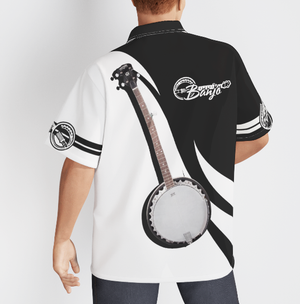 Banjo Music Instrument White And Black - Hawaiian Shirt