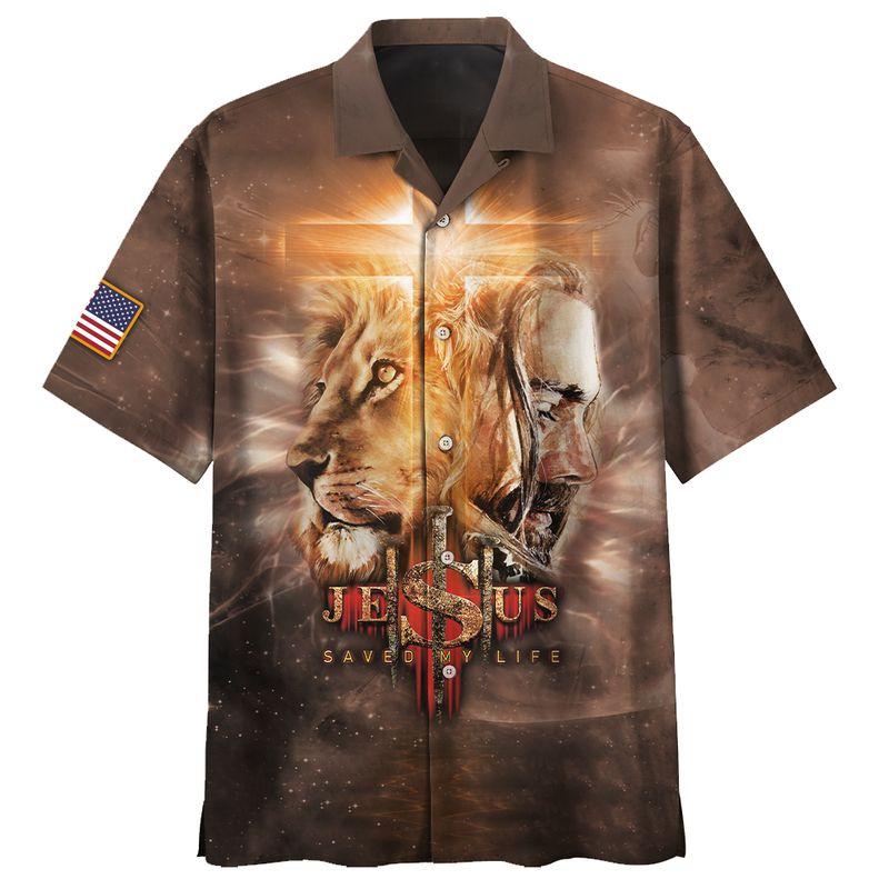 Lion And Jesus Brown Aloha - Hawaiian Shirt