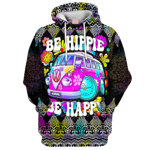 Be Happy Be Hippie Cool Pattern Car - Hoodie 