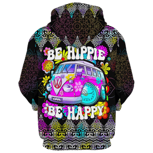 Be Happy Be Hippie Cool Pattern Car - Hoodie 