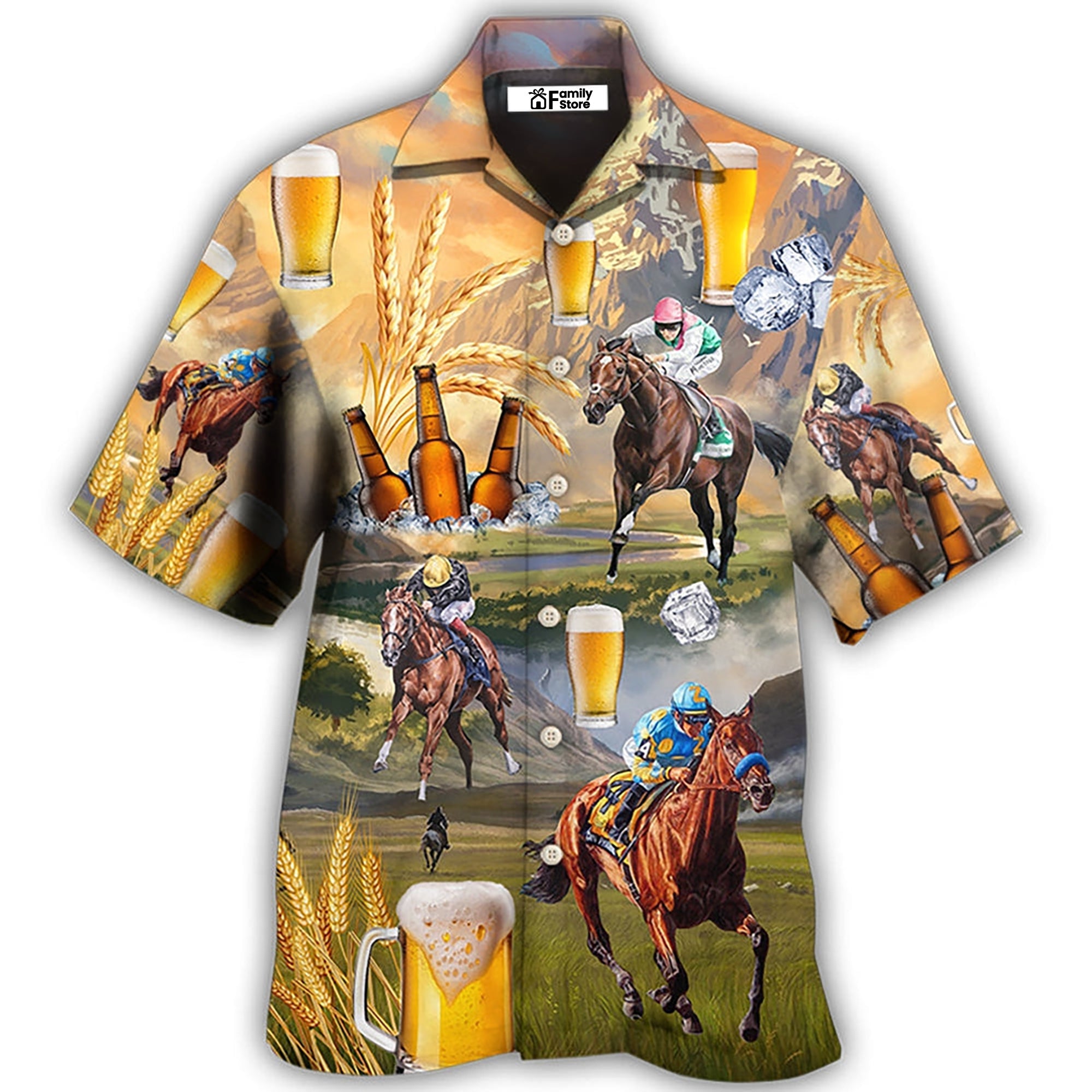 Beer And Horse Racing On The Steppe - Hawaiian Shirt