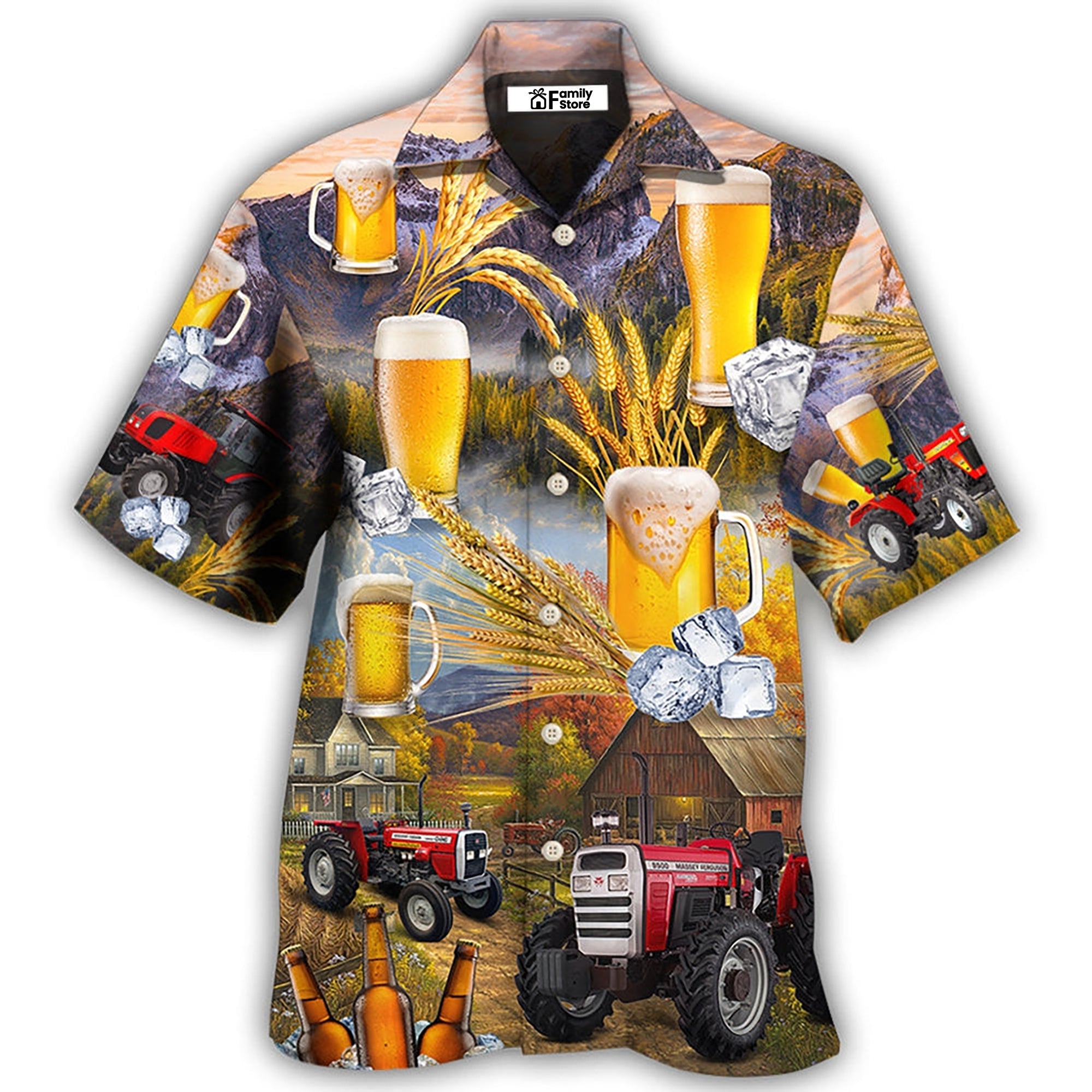 Beer And Tractor Autumn Farm Life - Hawaiian Shirt