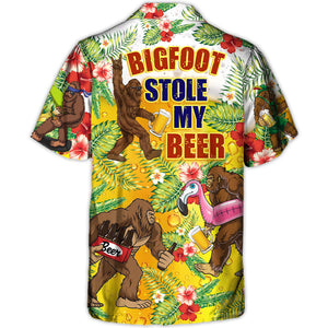 Funny Bigfoot Stole My Beer Tropical Style - Gift For Beer Lover - Hawaiian Shirt