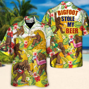 Funny Bigfoot Stole My Beer Tropical Style - Gift For Beer Lover - Hawaiian Shirt