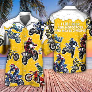 I Like Beer And Motocross Style - Hawaiian Shirt