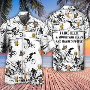 I Like Beer And Moutain Bikes - Hawaiian Shirt