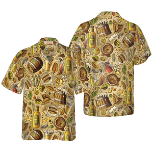 Beer Fest Seamless Pattern - Hawaiian Shirt