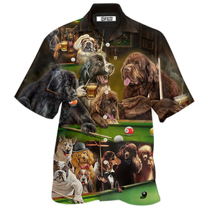 Dogs Play Billiard Funny - Hawaiian Shirt