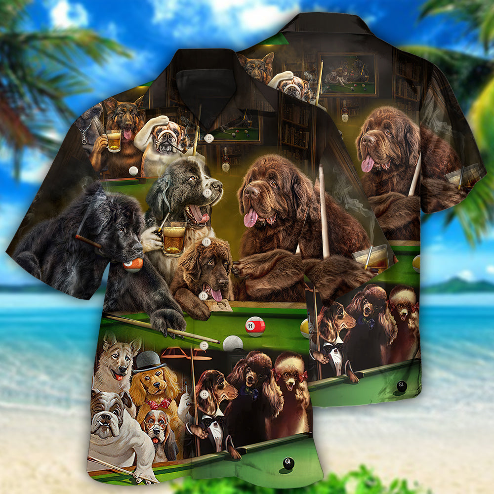 Dogs Play Billiard Funny - Hawaiian Shirt