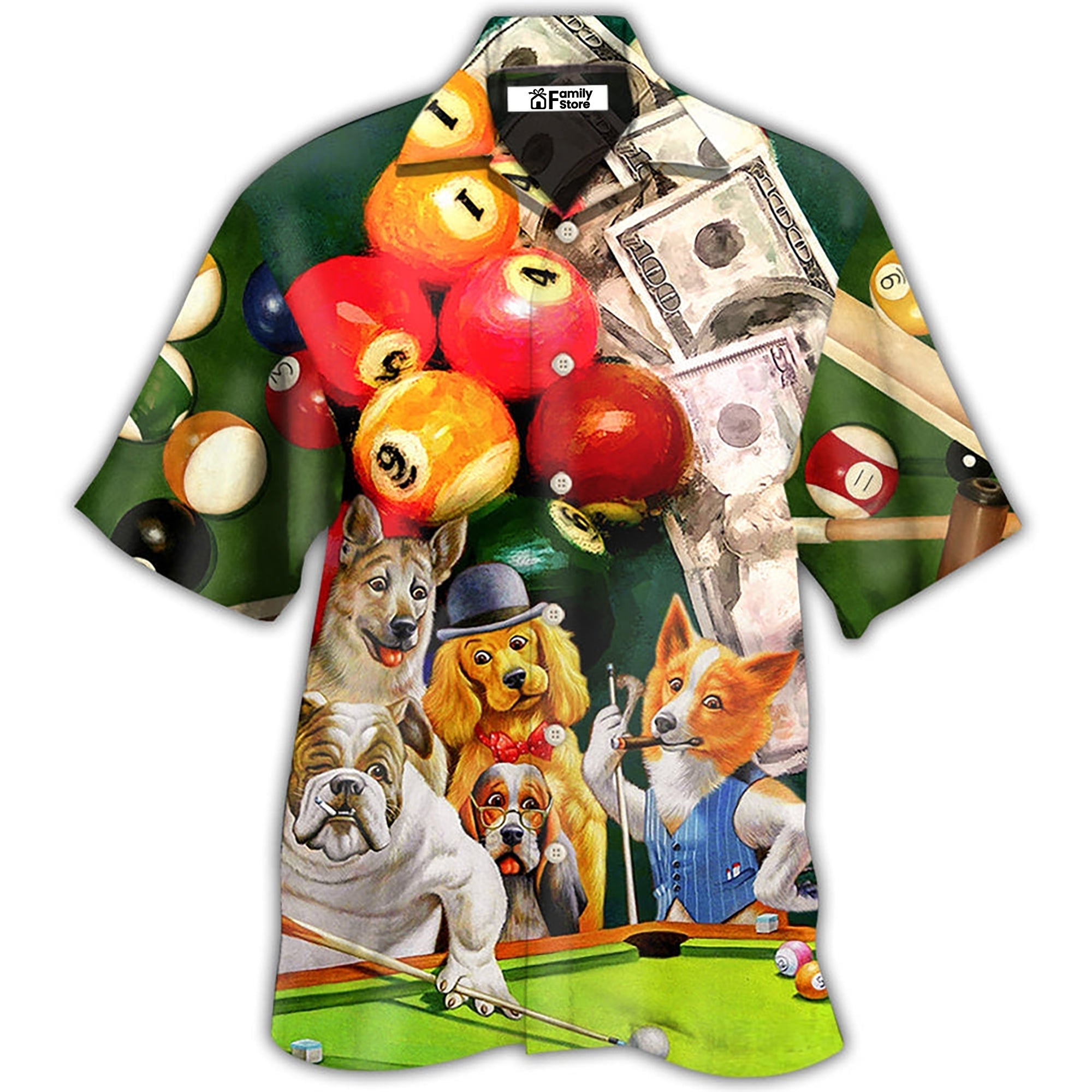 Billiard Funny Dog Many Money - Hawaiian Shirt