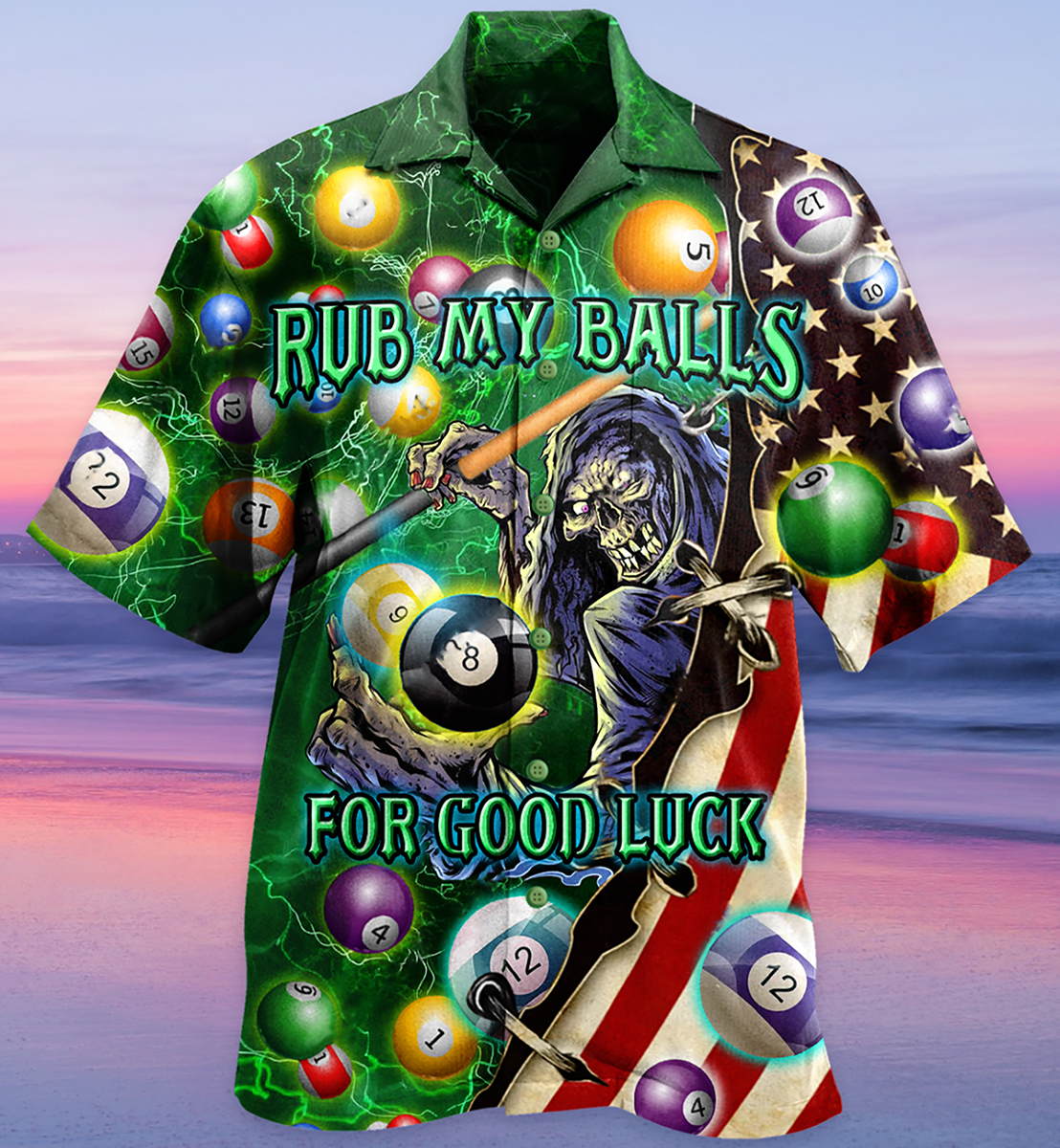 Billiard Rub My Balls For Good Luck America - Hawaiian Shirt