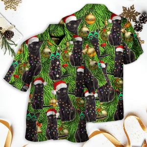 Black Cat Christmas Merry Xmas - Gift For Cat Lovers - Hawaiian Shirt