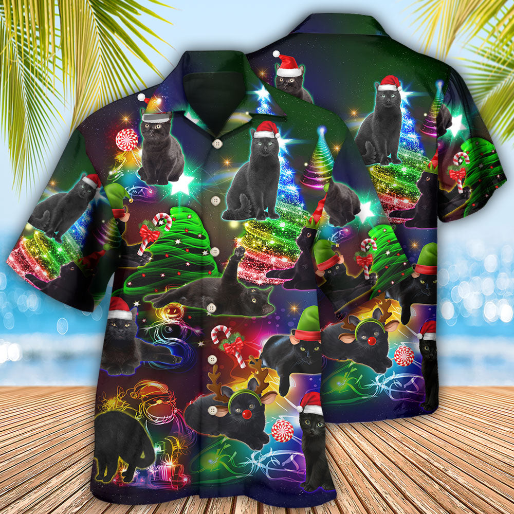 Black Cat Christmas Tree - Gift For Cat Lovers - Hawaiian Shirt