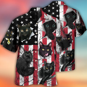 Black Cat Independence Day - Gift For Cat Lovers - Hawaiian Shirt