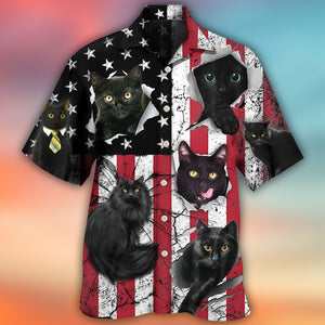 Black Cat Independence Day - Gift For Cat Lovers - Hawaiian Shirt