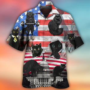 Black Cat Independence Day America - Gift For Cat Lovers - Hawaiian Shirt