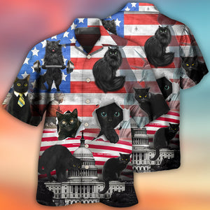 Black Cat Independence Day America - Gift For Cat Lovers - Hawaiian Shirt