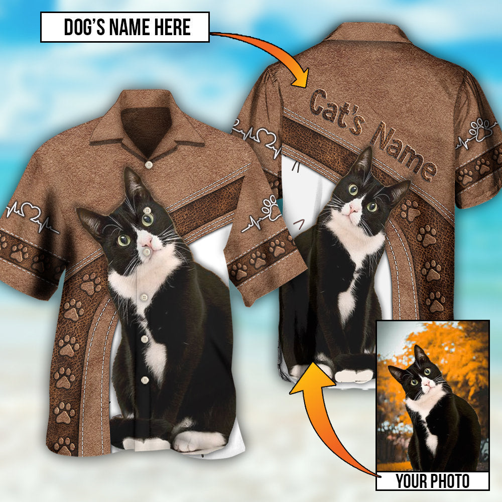 Custom Photo Black Cat Is My Best Friend - Gift For Cat Mom - Hawaiian Shirt