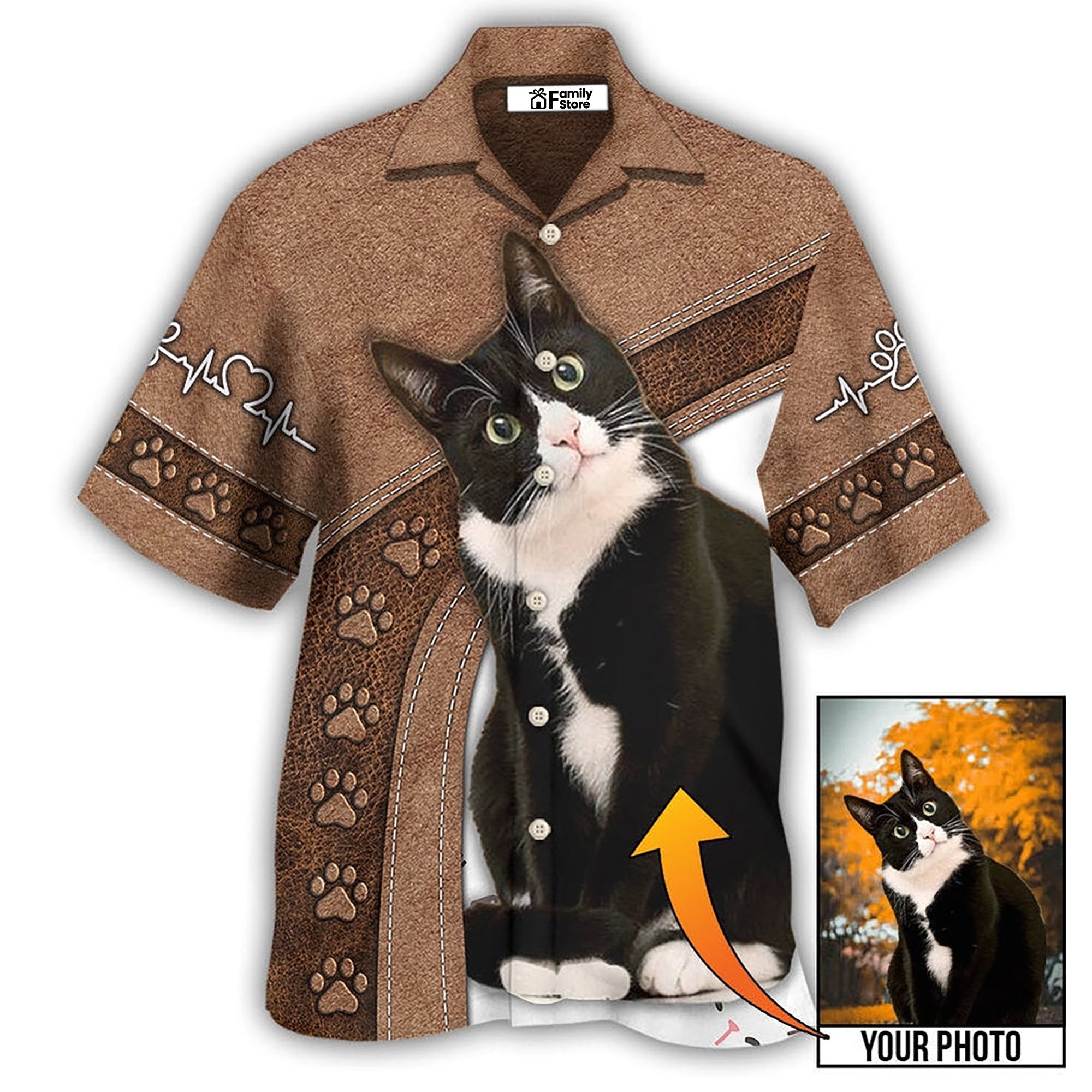 Custom Photo Black Cat Is My Best Friend - Gift For Cat Mom - Hawaiian Shirt