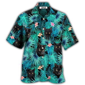 Black Cat Lover Tropical Leaf - Gift For Cat Lovers - Hawaiian Shirt