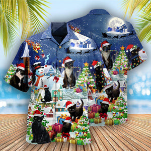 Black Cat Merry Catmas - Gift For Cat Lovers - Hawaiian Shirt