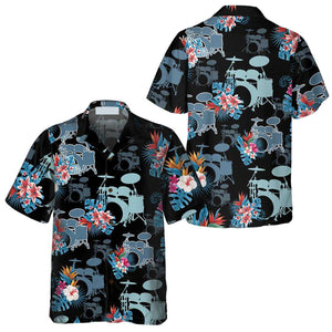 Blue Tropical Flower Drum - Hawaiian Shirt Summer Vibes 