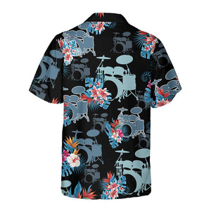 Blue Tropical Flower Drum - Hawaiian Shirt Summer Vibes 