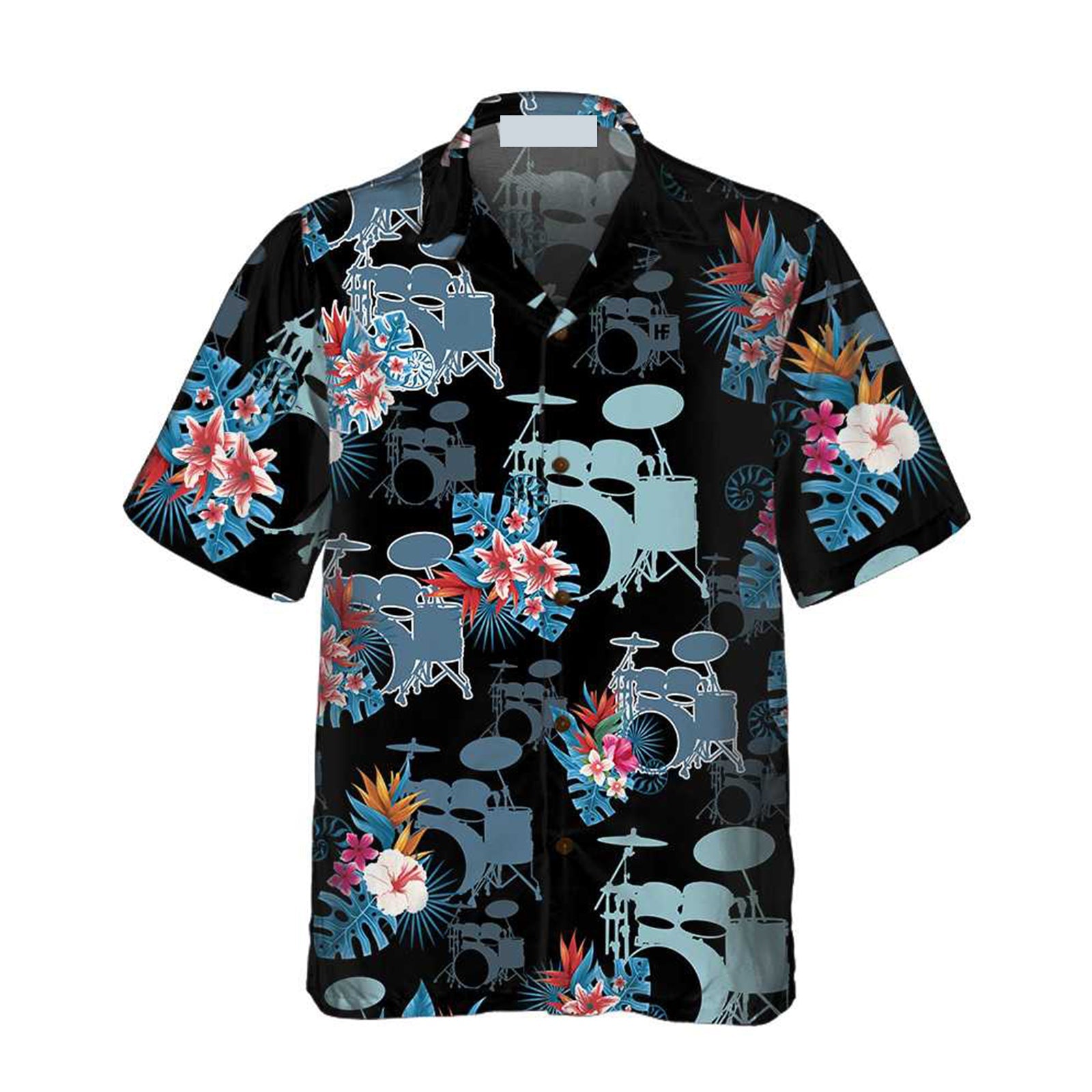 Blue Tropical Flower Drum - Hawaiian Shirt Summer Vibes 