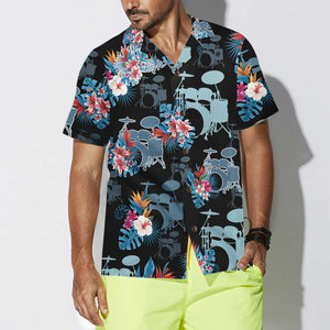 Blue Tropical Flower Drum - Hawaiian Shirt Summer Vibes 