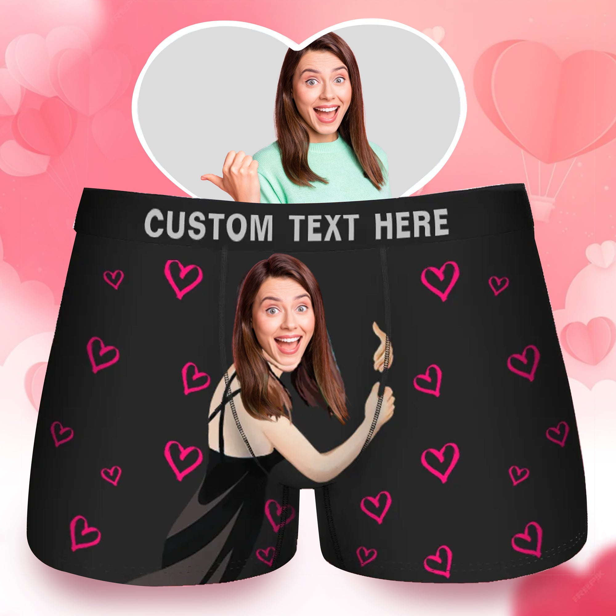 Custom Photo Basic Heart - Gift For Husband, Boyfriend - Personalized Men's Boxer Briefs