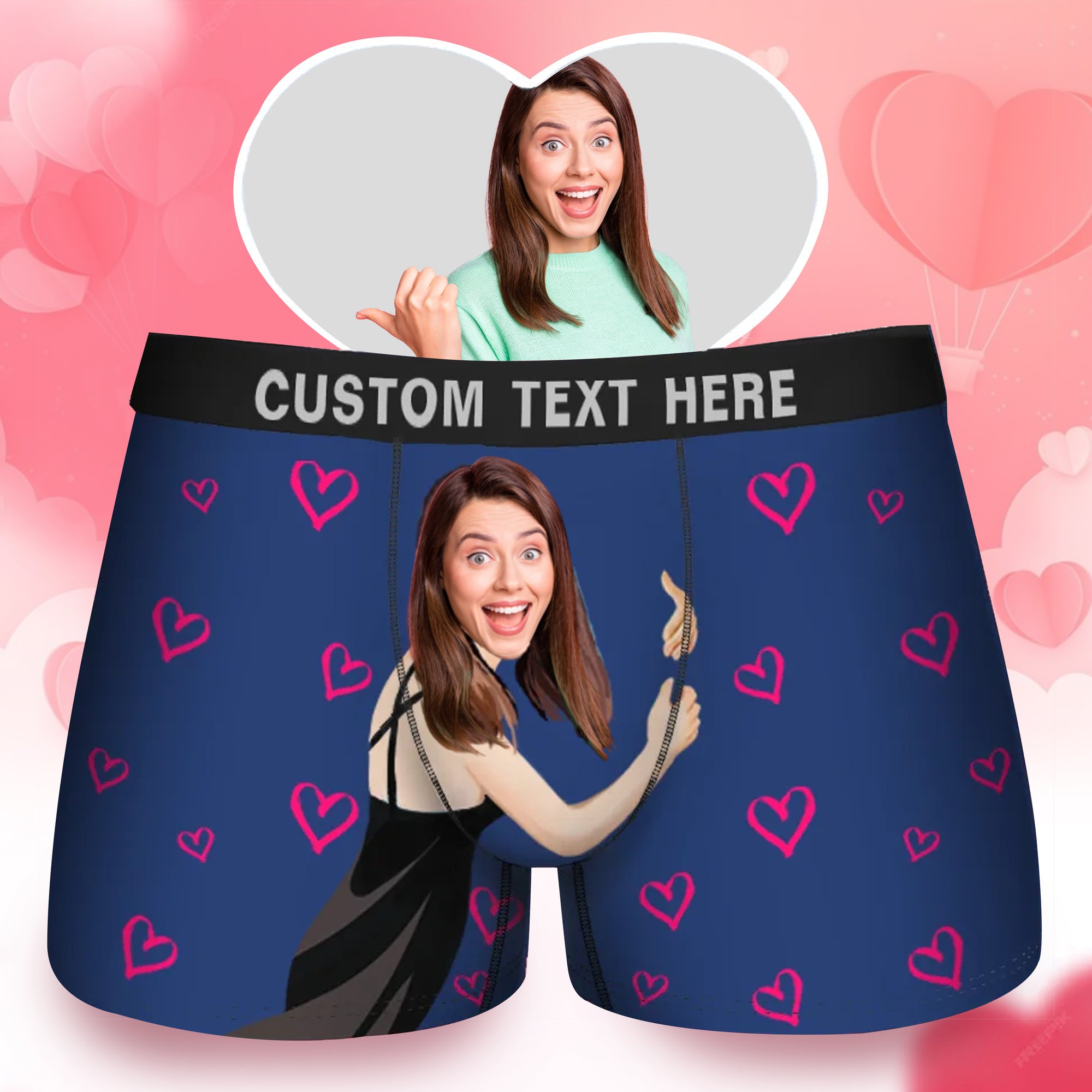 Custom Photo Basic Heart - Gift For Husband, Boyfriend - Personalized Men's Boxer Briefs