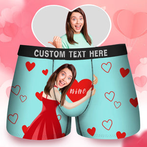 Custom Photo Hug Heart Mine - Gift For Husband, Boyfriend - Personalized Men's Boxer Briefs