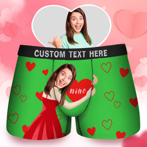 Custom Photo Hug Heart Mine - Gift For Husband, Boyfriend - Personalized Men's Boxer Briefs