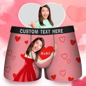 Custom Photo Hug Heart Mine - Gift For Husband, Boyfriend - Personalized Men's Boxer Briefs